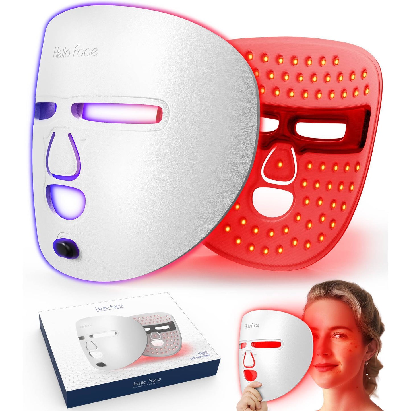 LED Face Mask Facial Care Red Light Therapy Mask For Face For Home Travel